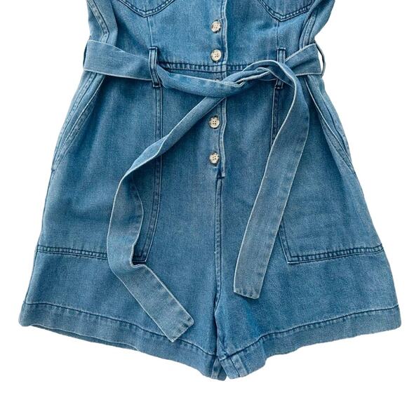 Rails Georgie Denim Romper One Piece Size Small Sorrento Blue Wash Belted - Picture 3 of 7